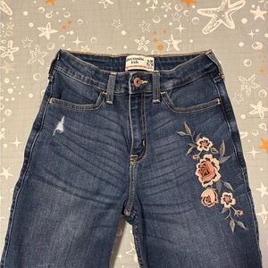 Abercrombie Kids Blue Jeans with Floral Embroidery